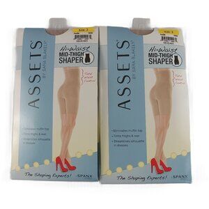 Spanx Assets Women's Hi-Waist Mid Thigh Shaper 2 Pack Size 2 Nude Slimming